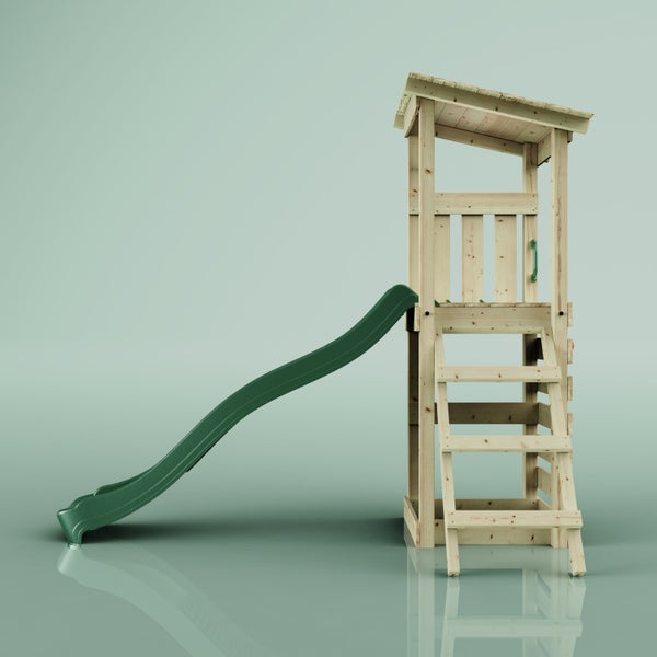 Spielturm aus Holz mit Rutsche für den Garten