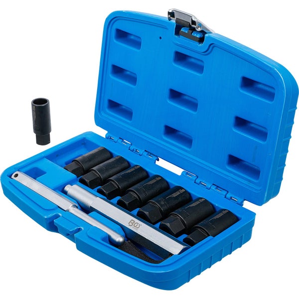 BGS Technic Logo Werkzeugsatz in blauem Koffer mit verschiedenen Steckschlüsseln und Zubehör