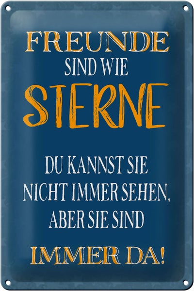 Blechschild Spruch 20x30cm Freunde sind wie Sterne immer da