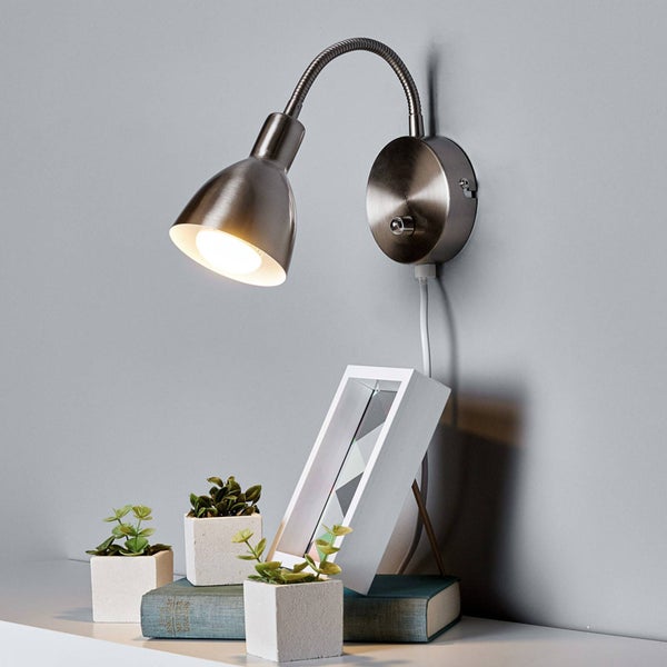 Lindby Wandleuchte, Wandlampe Innen Amrei dimmbar (Modern) in Alu aus Metall (1 flammig E14) - Wandstrahler Wandbeleuchtung Schlafzimmer / Wohnzimmer Wohnzimmerleuchte