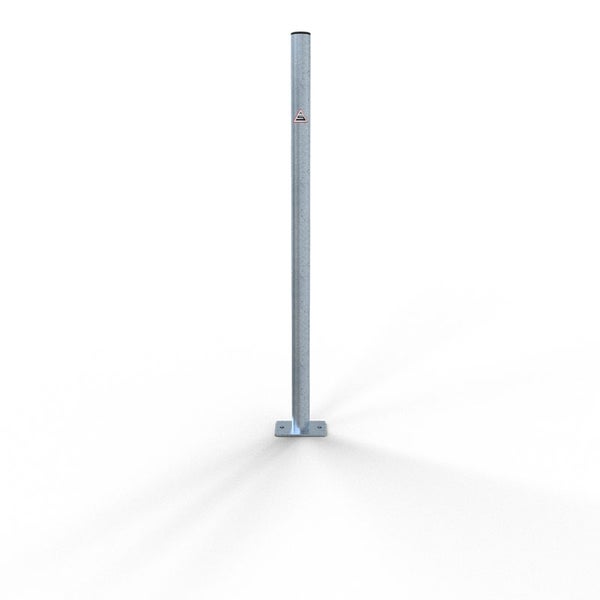 Schake Absperrpfosten aus Stahlrohr verzinkt Ø42x2,5mm mit Kunststoffkappe 900mm Überflur für Dübelbefestigung ohne Ösen
