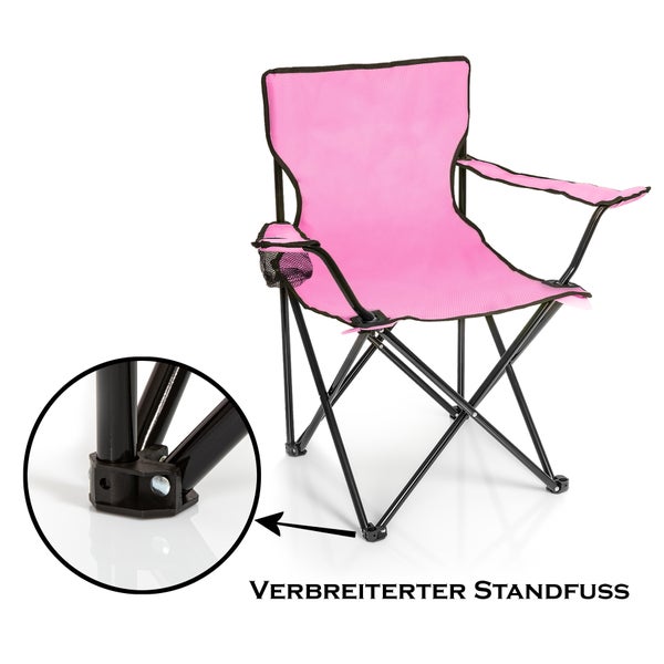 BigDean Faltstuhl PINK Campingstuhl Anglerstuhl mit Getränkehalter & Tragetasche - Anglersessel klappbar - Klappstuhl Gartenstuhl Faltstuhl Relaxsessel Angelsessel faltbar