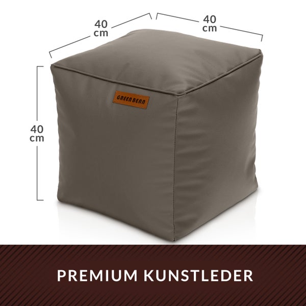 Würfelförmiger Sitzpouf mit den Maßen 40 x 40 x 40 cm