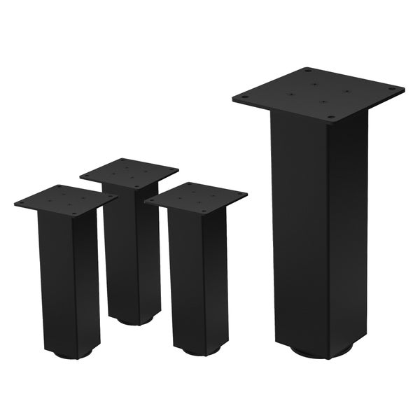 ML-Design 4er Set Tischbeine I-Design 30 cm, Schwarz glänzend, aus pulverbeschichtetem Stahl, eckig, Profil 8x8 cm, Höhenverstellbare Möbelfüße 1-4 cm, Möbelbeine für Couchtische, Bänke, Sideboards