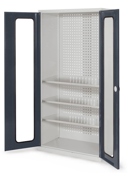 Offener Werkzeugschrank mit drei Regalböden für Werkstattbedarf