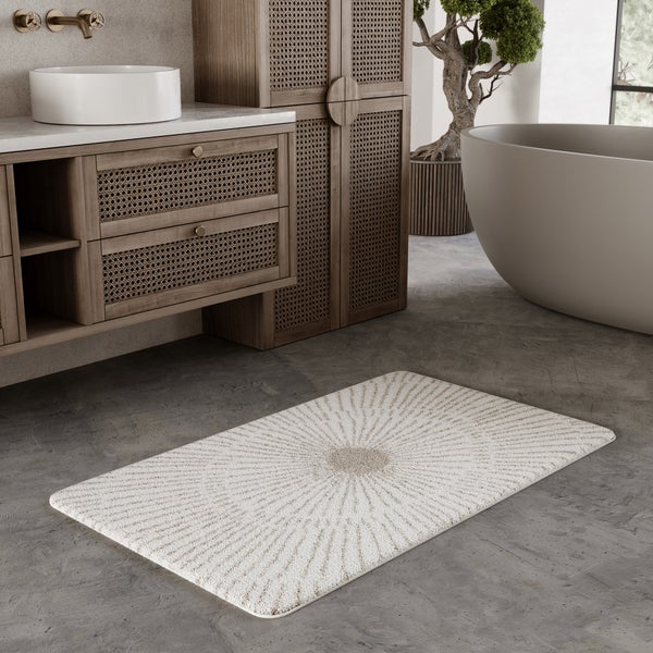 Badteppich Weiß Beige Jasbeer WECONhome Basics 80x150 cm