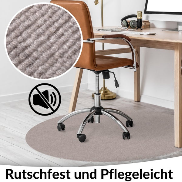 Bodenschutzmatte NEMESIS selbsthaftend für Hartboden Beige Rund: 90cm