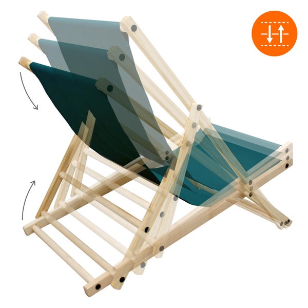 ECD Germany Liegestuhl klappbar aus Holz, 3 Liegepositionen, bis 120 kg, Dunkelgrün, Sonnenliege Gartenliege Relaxliege Strandliege Liege Strandstuhl Klappstuhl, für den Garten, Terrasse und Balkon
