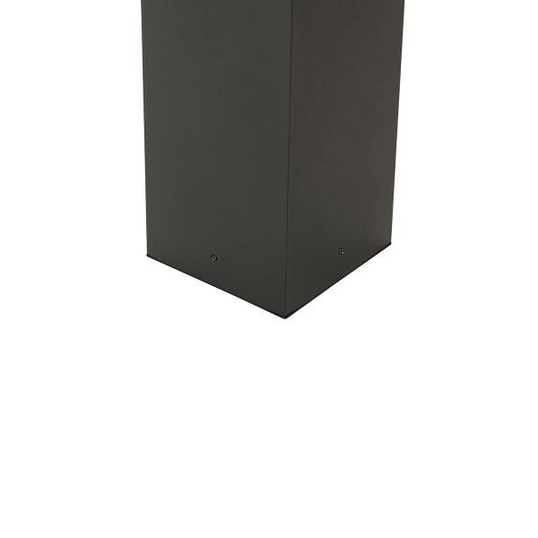 Sockel einer rechteckigen Außenleuchte aus Metall in Anthrazit.