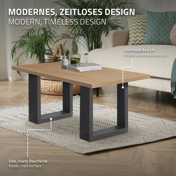 ECD Germany 2x Tischbeine 30x43 cm, Anthrazit, pulverbeschichteter Stahl, Industriedesign, Vierkantprofilen, Metall Tischkufen Tischuntergestell Tischgestell Möbelfüße Bankkufen Bankgestell Bankbeine