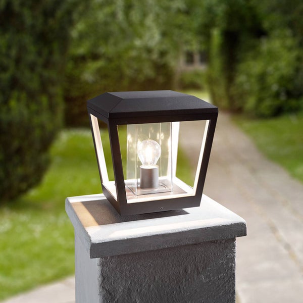 Lucande Außenleuchte Dunia (spritzwassergeschützt (Modern) in Schwarz aus Aluminium (1 flammig, E27) - Wegeleuchte Pollerleuchte Wegelampe Sockelleuchte