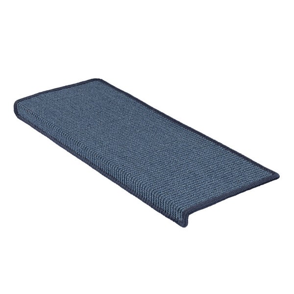FLOORDIREKT Stufenmatte aus Sisal - Pure Nature - Umkettelt & Selbstklebend - Blau - 23,5 x 65 cm - Rechteckig
