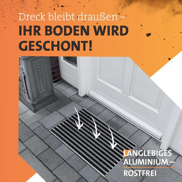 Schmutzfangmatte mit Aluminiumrahmen für Eingang | Einbau Alu-Fußmatte Innen & Außen überdacht | Robuste, eingelassene Eingangsmatte Anthrazit / Schwarz 100 x 50 cm