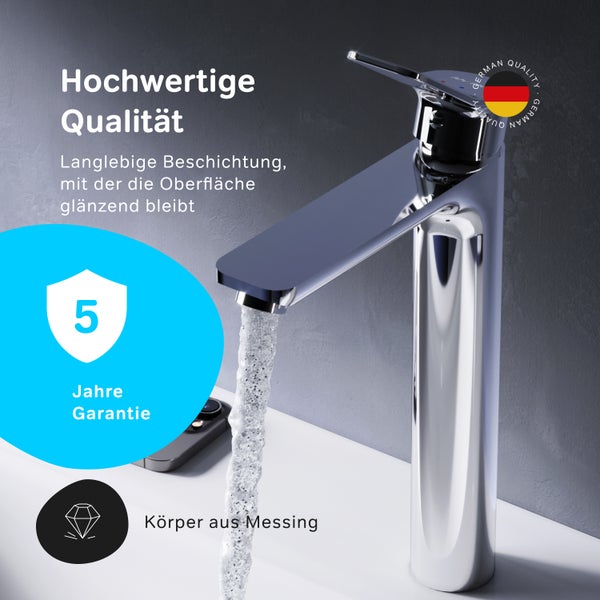 AM.PM Waschtischarmatur für Aufsatzwaschbecken mit Klick-Ablaufgarnitur FXA92200 X-Joy