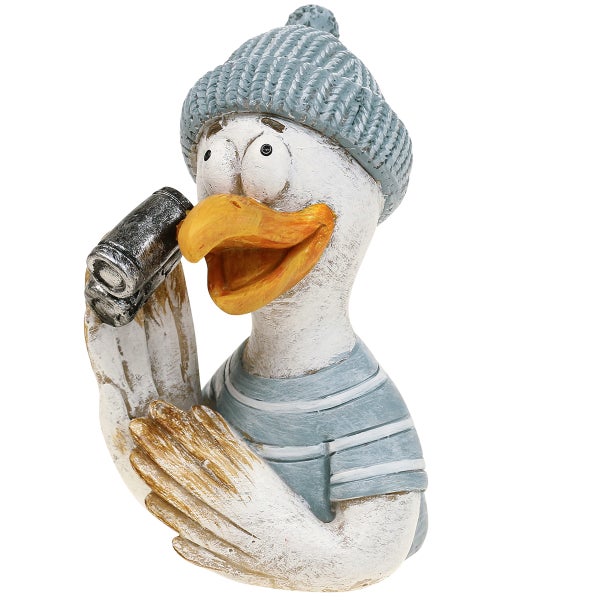 Dekorative Möwenfigur mit Fernglas und Mütze