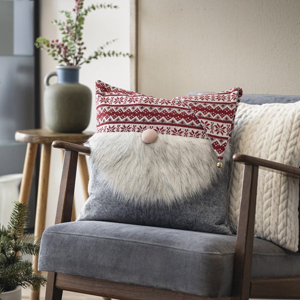 FRANK FLECHTWAREN | Deko-Kissenhülle Weihnachtswichtel, 45 x 45 cm, FILZ, TEXTIL