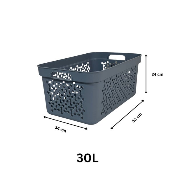 Wäschekorb aus Kunststoff mit Griffen und 30 Liter Fassungsvermögen