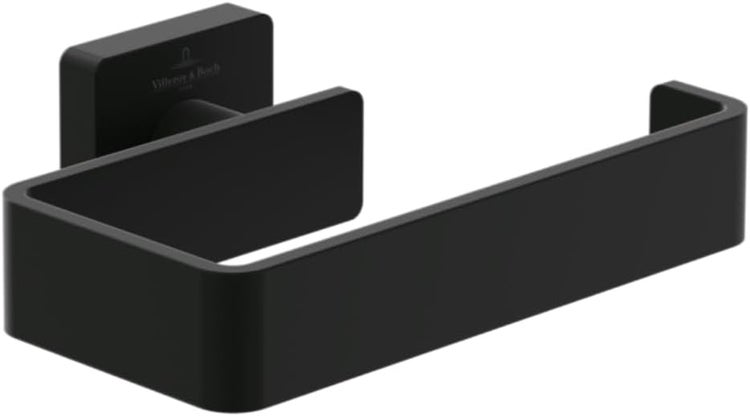 Villeroy & Boch Elements - Striking Toilettenpapierhalter ohne Deckel, Klopapierhalter für Wandmontage, Klorollenhalter aus Messing, WC-Papierhalter eckig, Matt Black