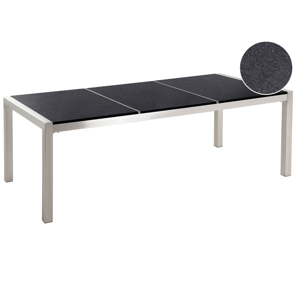 Gartentisch GROSSETO 220 cm 100 cm Polierter Granit Schwarz