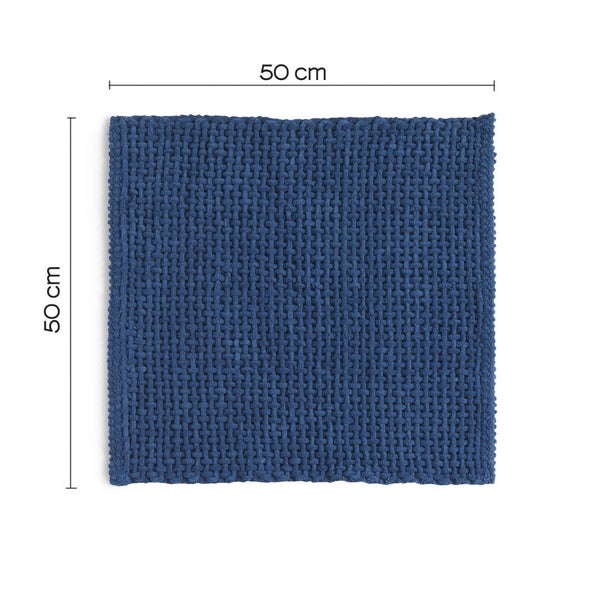 Badezimmerteppich cm 50X50 aus blauer Baumwolle und Mikrofasern | Frangipani