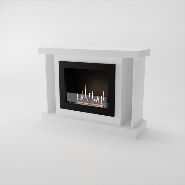 GLOW FIRE Ethanol Kamin 'Hamar' | Ethanolofen in weiss mit 3 Std. Brenndauer und 2 KW Heizleistung | BxHxT: 120,4x88,9x38 cm