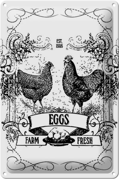 Blechschild Spruch 20x30cm EGGS farm fresh est. 1886