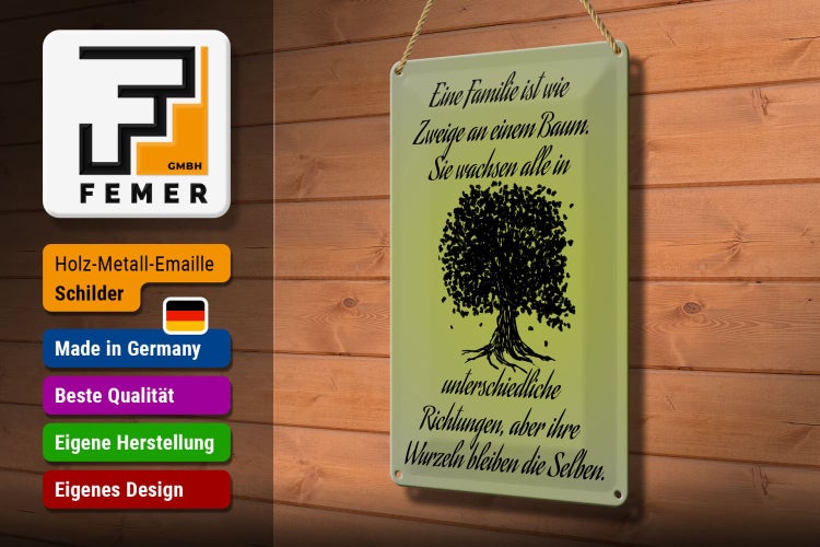 Blechschild Spruch 20x30cm Familie ist wie Zweige an Baum