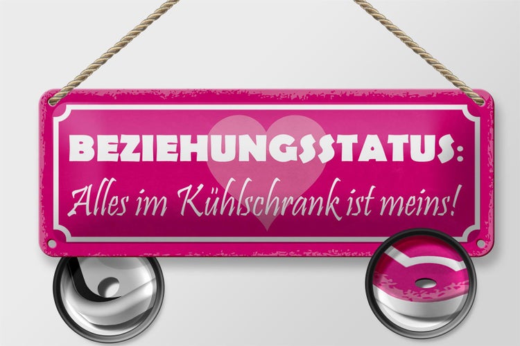 Blechschild Spruch 27x10cm Beziehungsstatus Kühlschrank Dekoration