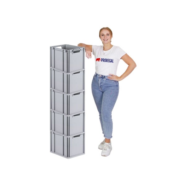 PROREGAL Spar Set 5x Eurobox Nextgen Economy Mit Scharnierdeckel & Blauen Schiebeschnappverschlüssen Griffe Offen HxBxT 32 x 30 x 40 cm 30 Liter