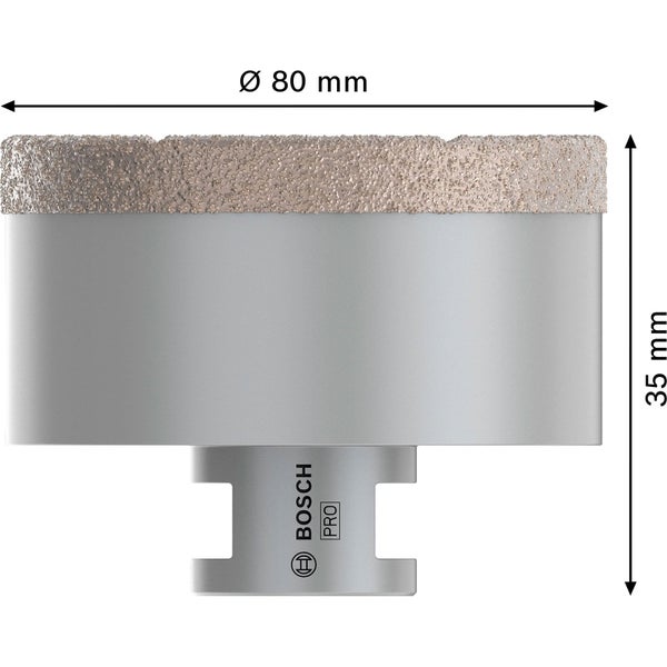 Bosch Pro Diamant-Bohrkrone mit 80 Millimeter Durchmesser und 35 Millimeter Höhe