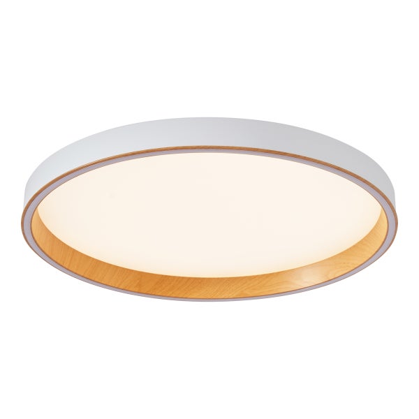 Runde Deckenleuchte mit Holzrahmen