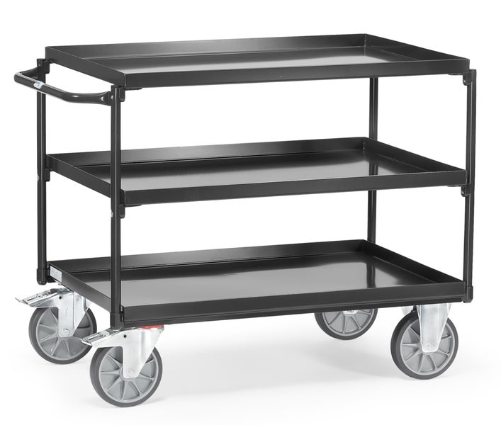 Servierwagen mit drei Ablageflächen und Rollen