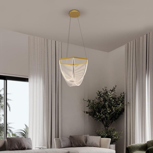 LED Pendelleuchte Valentin in Transparent und Gold 35W 2995lm