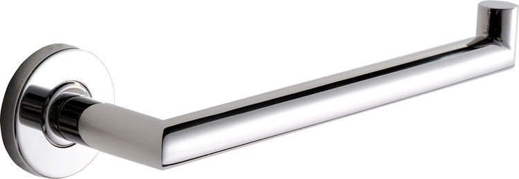 Verchromte Handtuchstange oder Wannengriff aus Metall zur Wandmontage im Badezimmer.