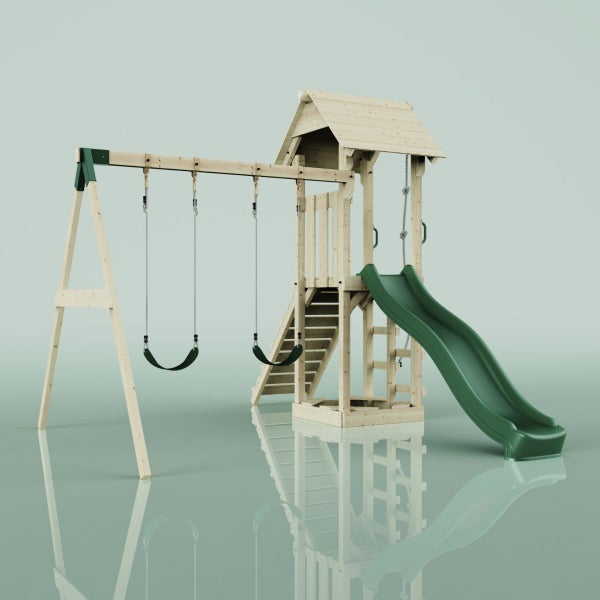 Spielplatz mit Schaukeln, Rutsche und Leiter