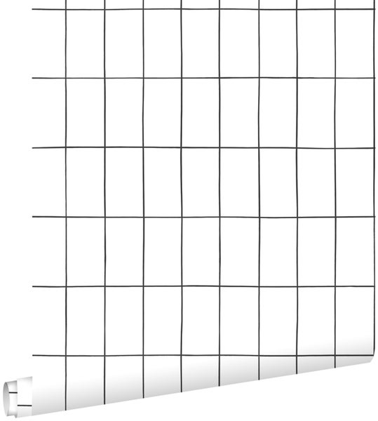 ESTAhome Tapete kleine Fliesen Schwarz-Weiß - 0,53 x 10,05 m - 139030