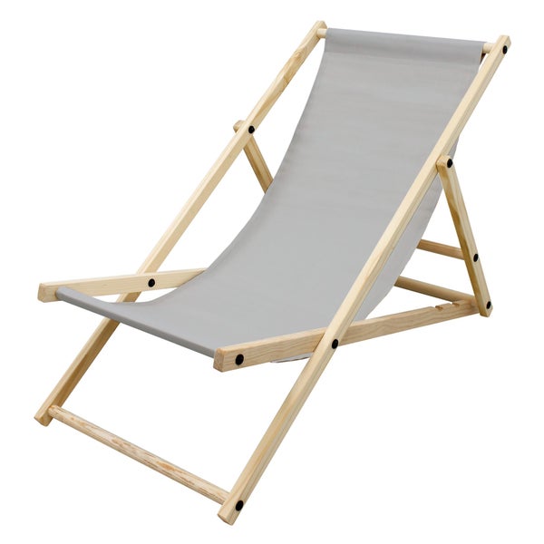 ECD Germany Liegestuhl klappbar aus Holz, 3 Liegepositionen, bis 120 kg, Hellgrau, Sonnenliege Gartenliege Relaxliege Strandliege Liege Strandstuhl Klappstuhl, für den Garten, Terrasse und Balkon