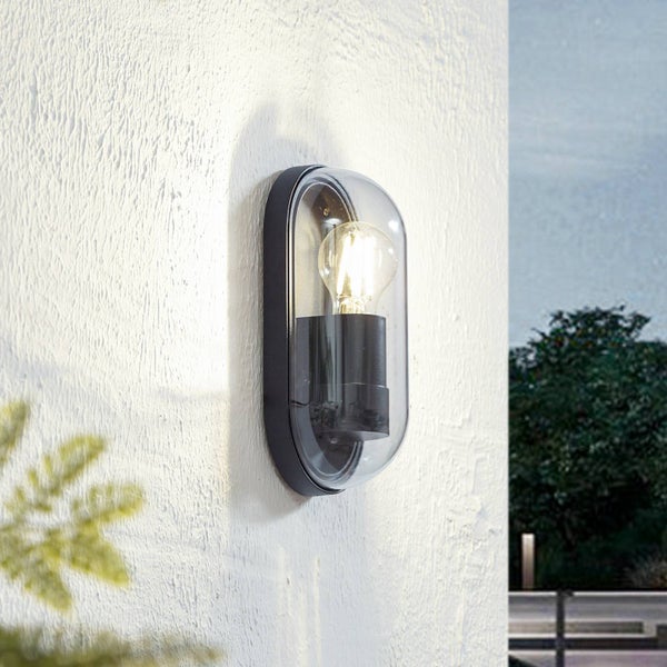 Lucande Wandleuchte außen Serine in Schwarz aus Aluminium (1 flammig, E27) - Außenwandleuchten Wandlampe Led Außenlampe Outdoor für Außenwand/Hauswand Haus Terrasse & Balkon