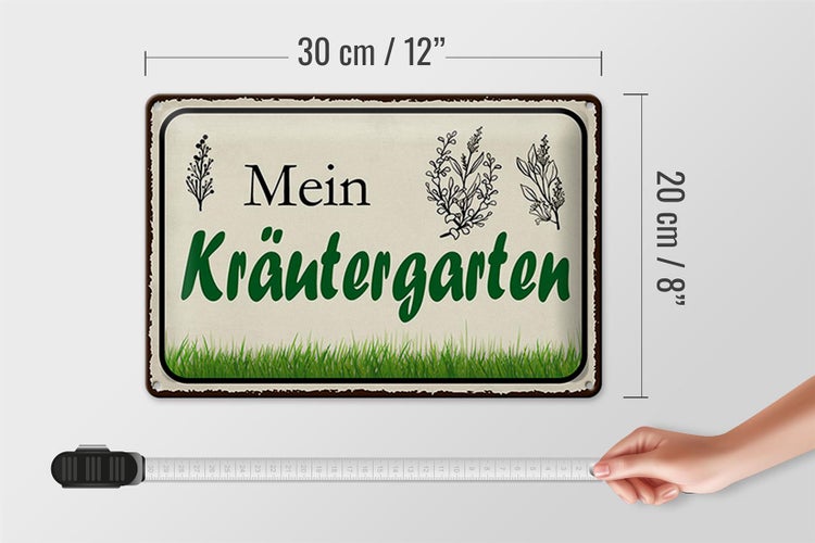Blechschild Spruch 30x20cm mein Kräutergarten Garten