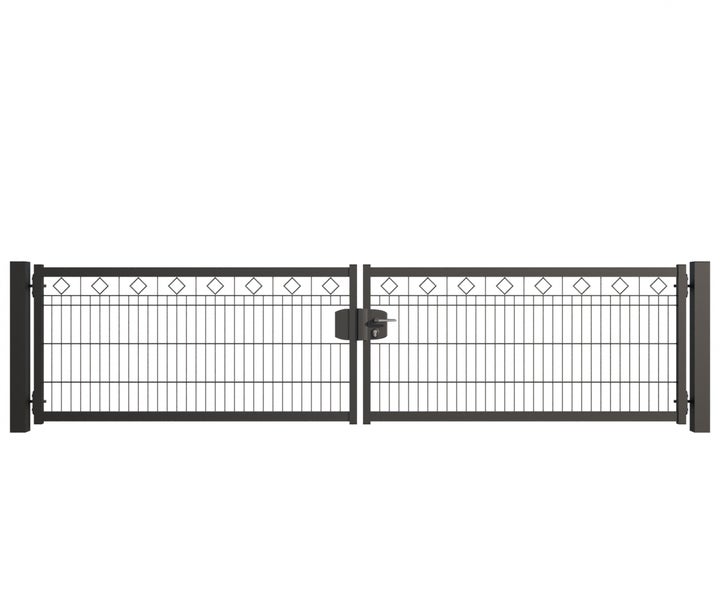 Doppeltor aus Metall mit Rautenmuster für den Garten