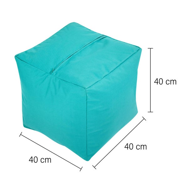 Green Bean Sitzsack-Hocker 40x40x40cm mit EPS-Perlen Füllung - Fußhocker Fußkissen Sitz-Pouf für Sitzsäcke - Bodenkissen für Kinder und Erwachsene - Fußablage Sitzkissen Sitzhocker Aquamarin