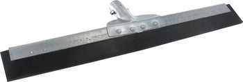 Wasserschieber aus verzinktem Metall mit Gummilippe und Stielaufnahme.