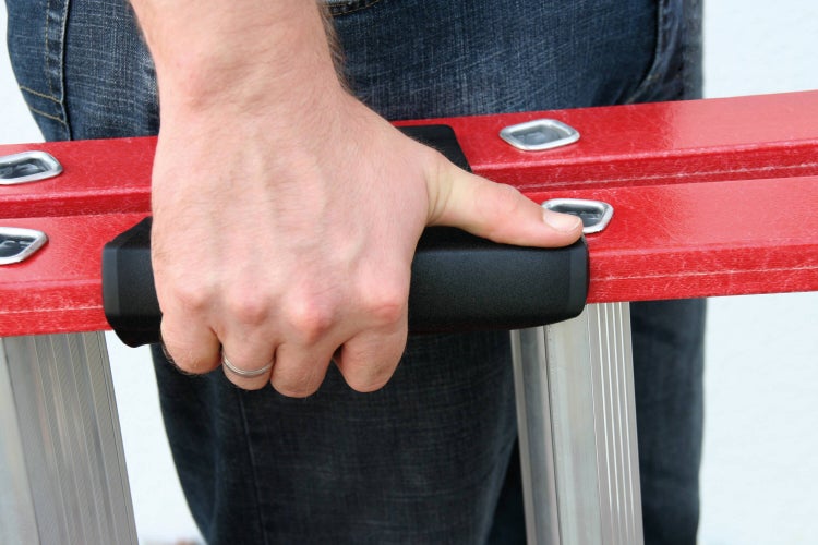 PROREGAL Stufen-Stehleiter Beidseitig Begehbar GFK & Alu 2 x 4 Stufen