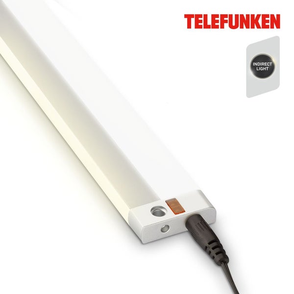 Telefunken Logo, LED Unterbauleuchte für indirektes Licht mit Stromanschluss.