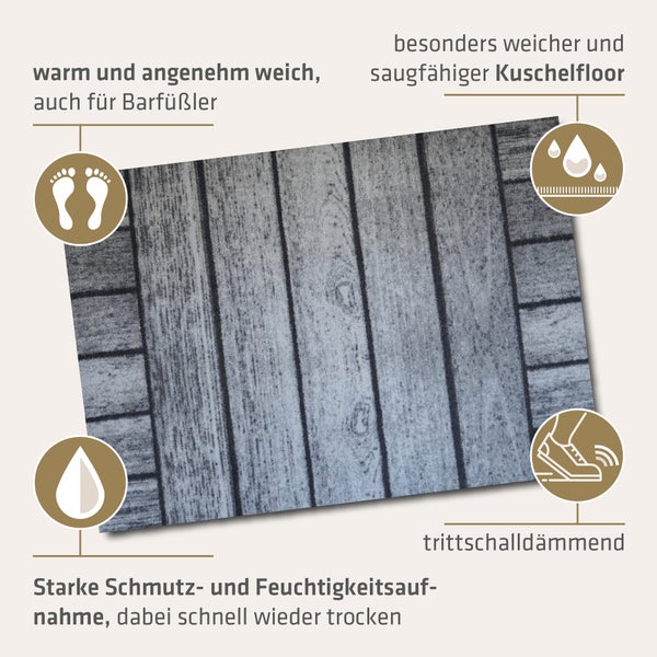Akzente Feel Badematte mit Motiv in Grau Fußmatte 70 x 100 cm, rutschfest, saugfähig