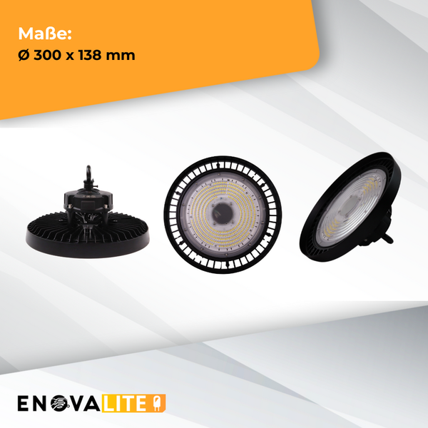 ENOVALITE LED HighBay UFO Hallenstrahler Leistung einstellbar 100 150 200W 3500-5500K 14000-28000lm IP65 LIFUD