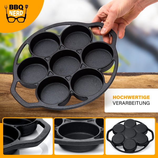 BBQ Nerd 6er Muffinbackform aus Gusseisen | Cupcake Pan für Grill, Ofen & Dutch Oven | Antihaft Muffinförmchen - Gusseiserne Muffinform mit Henkel