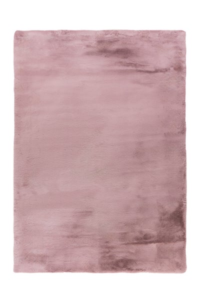 Hochfloriger Teppich in Rosa aus Kunstfell, weiche Textur, rechteckig