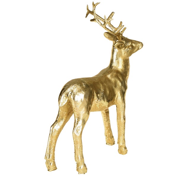 Goldfarbene stehende Hirschfigur als Dekoration