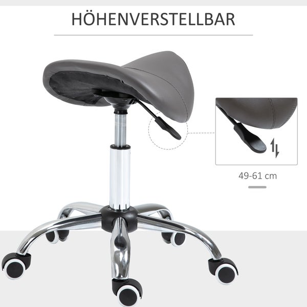 HOMCOM Sattelhocker, 52L x 53B x 49-61H cm, PU, Grau